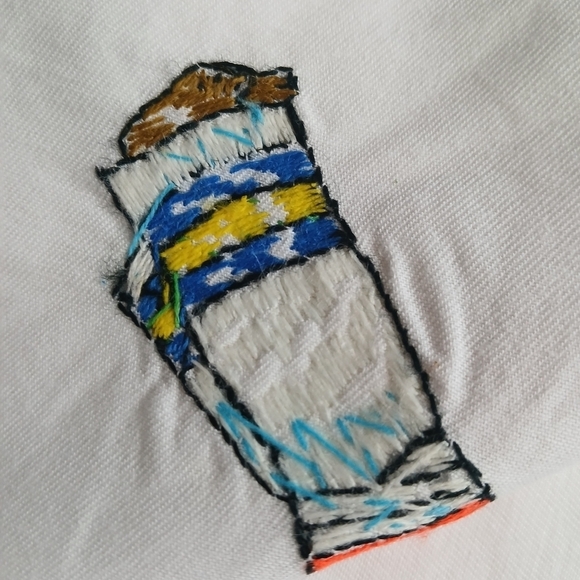 Vintage Handmade Napkin Set of 3 Native Folk Art - Embroidered Cotton Fabric - Picture 8 of 9